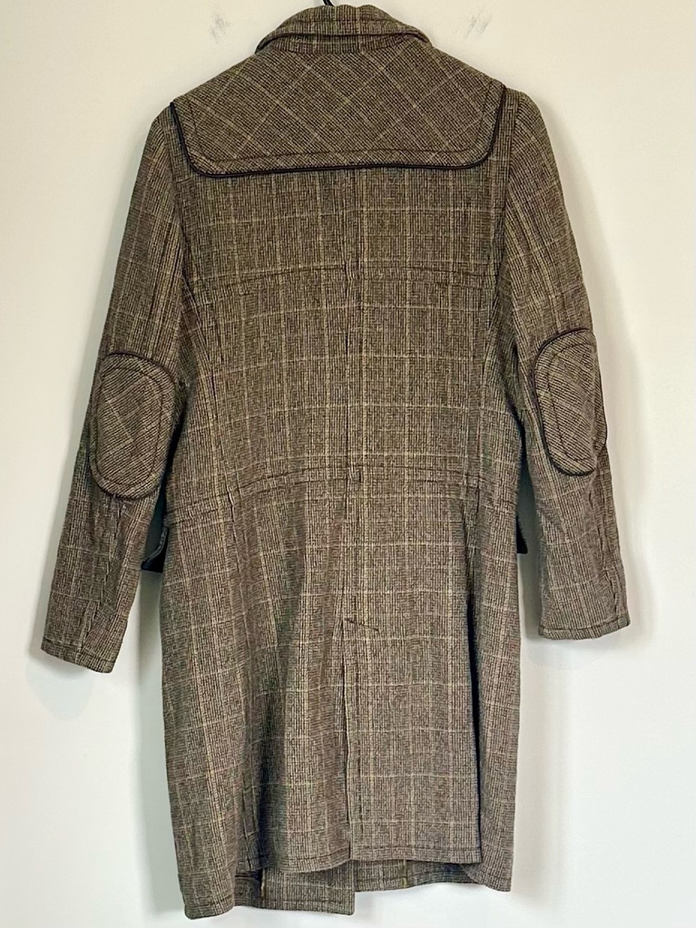 Faconnable Brown Plaid Wool Toggle Pea Coat - Size: Small - Picture 8 of 8